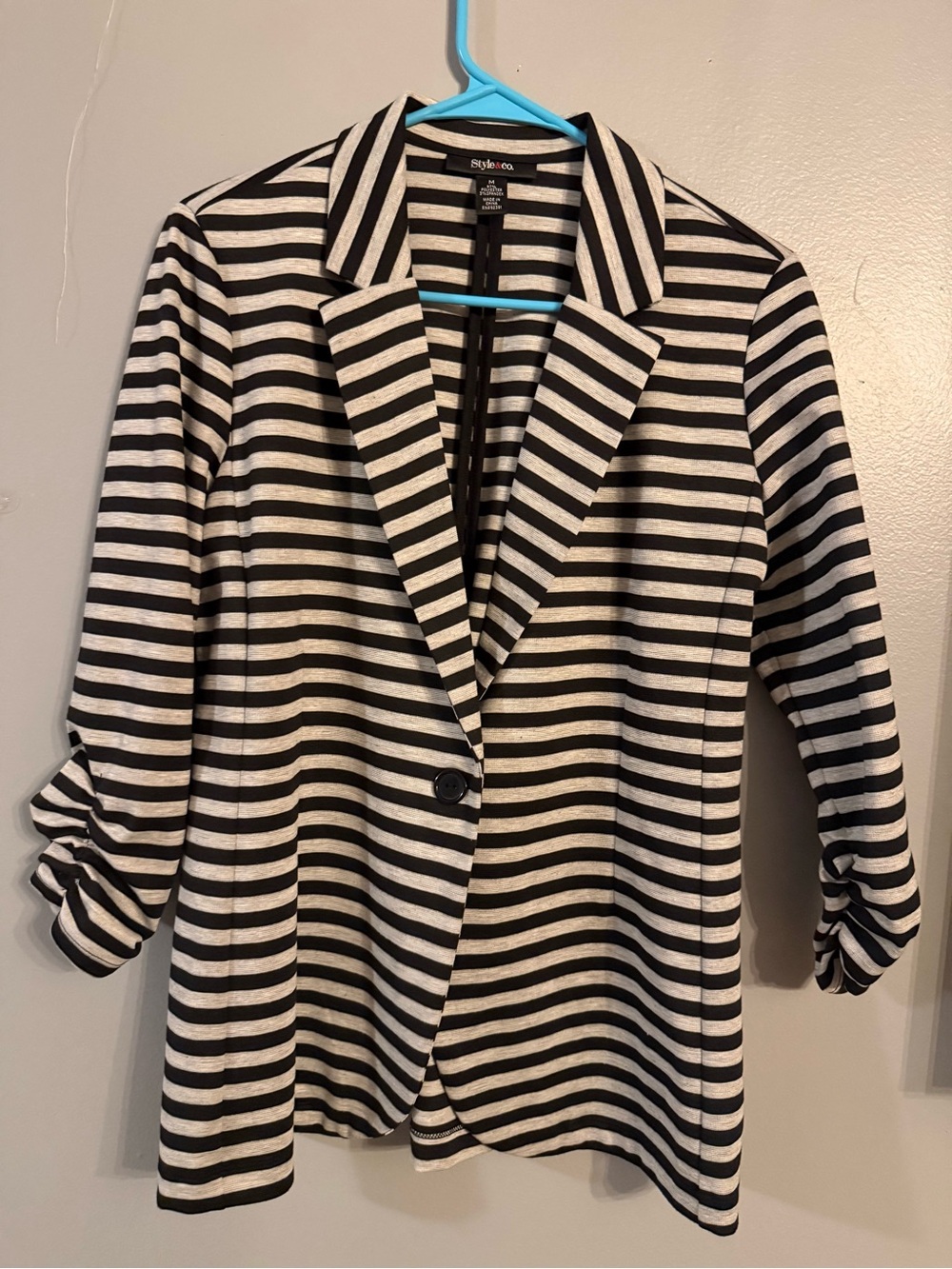 Style & Co. Black and White Striped Blazer Jacket